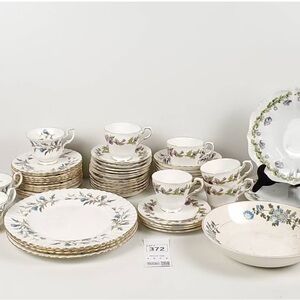 Royal Albert White and Gold Floral Dinnerware Set